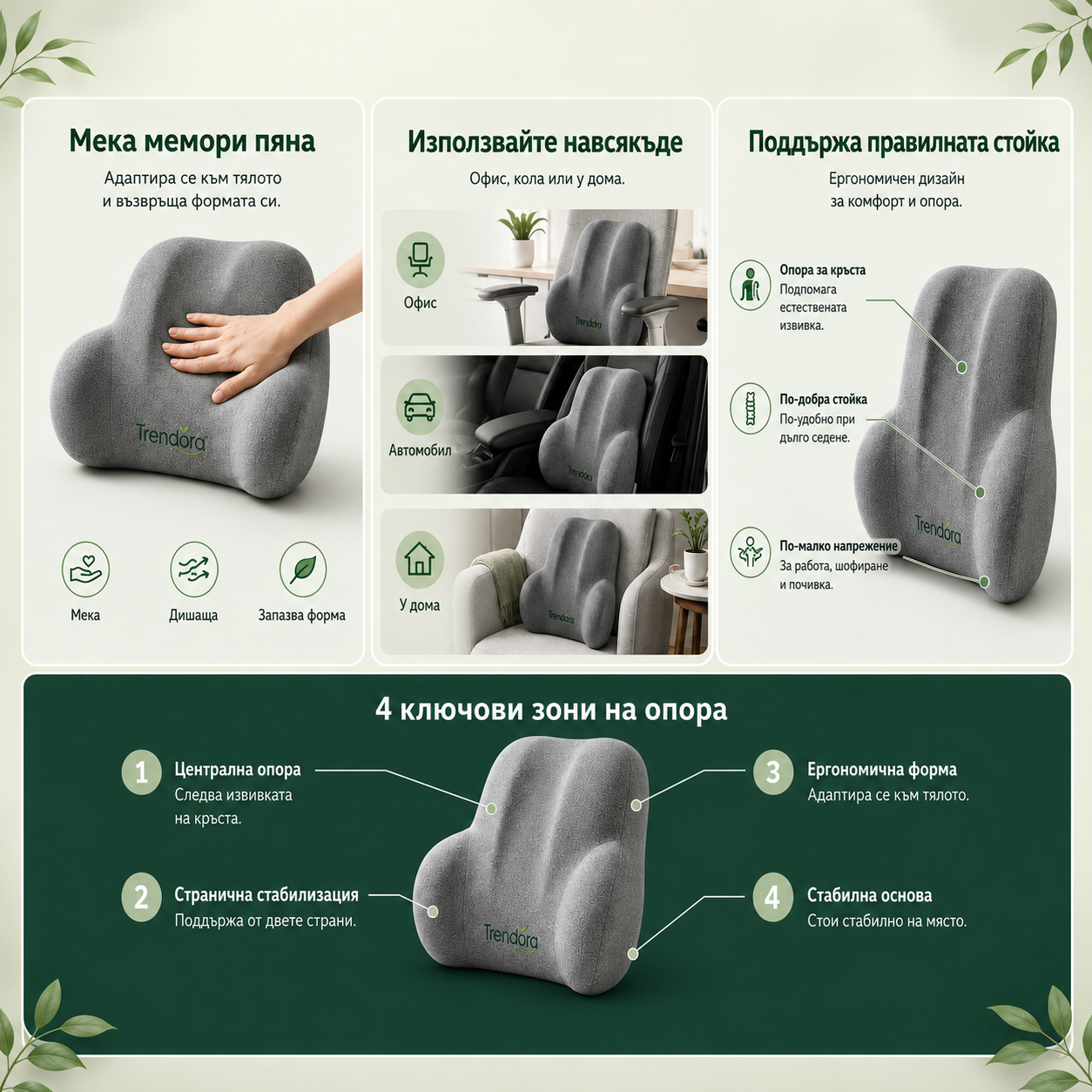 Trendora™ Опора за Кръст - комфорт при всяко сядане